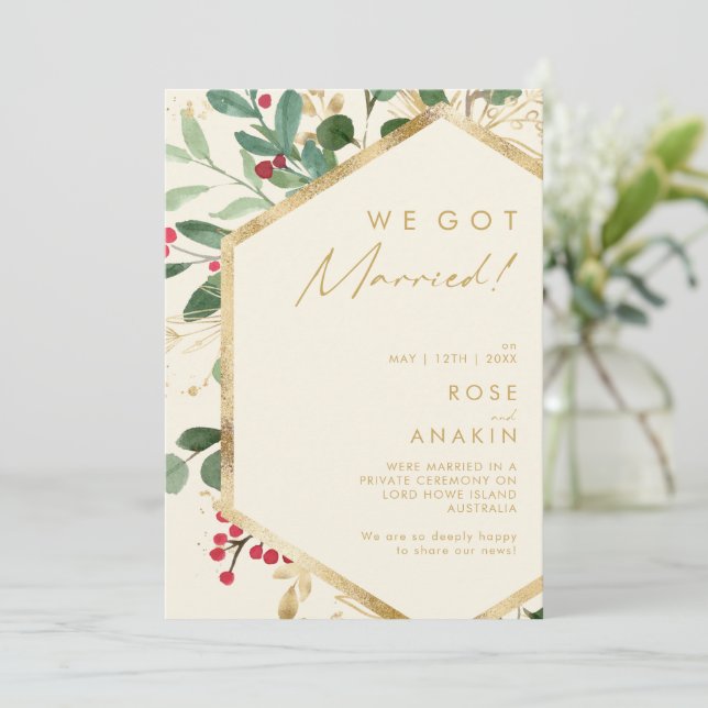 Navidades modernos | Invitación Cream Elopement (Anverso de pie)