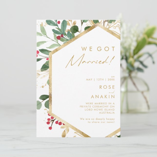 Navidades modernos | Invitación de Elopement Blanc (Anverso de pie)