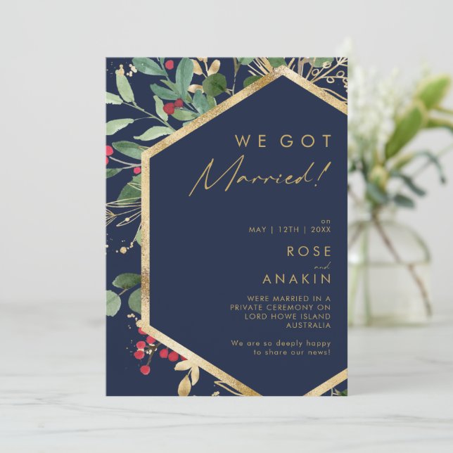 Navidades modernos | Invitación de Elopement de la (Anverso de pie)