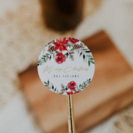 Navidades modernos Sello para sobres redondo clási