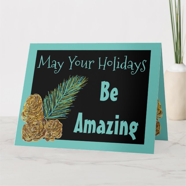 Navidades modernos tarjetas de felicitación negro  (Anverso)
