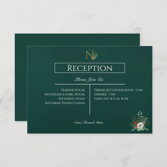 Navidades Monograma Recepción de boda (Anverso / Reverso)