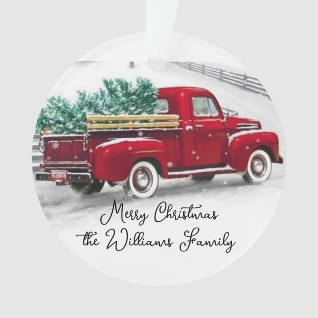 Navidades Monogramados de Camiones Rojos Ornamento (Anverso)