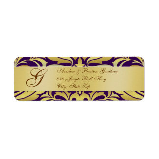 Navidades Monogramas Purple Gold con etiquetas de 