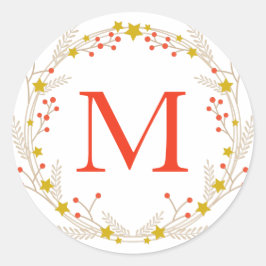 Navidades Monogramas Wreath Twig Sello para sobres
