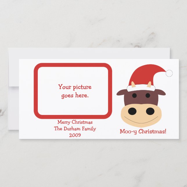 ¡Navidades Moo-y! Regalos de vacaciones y tarjetas (Anverso)