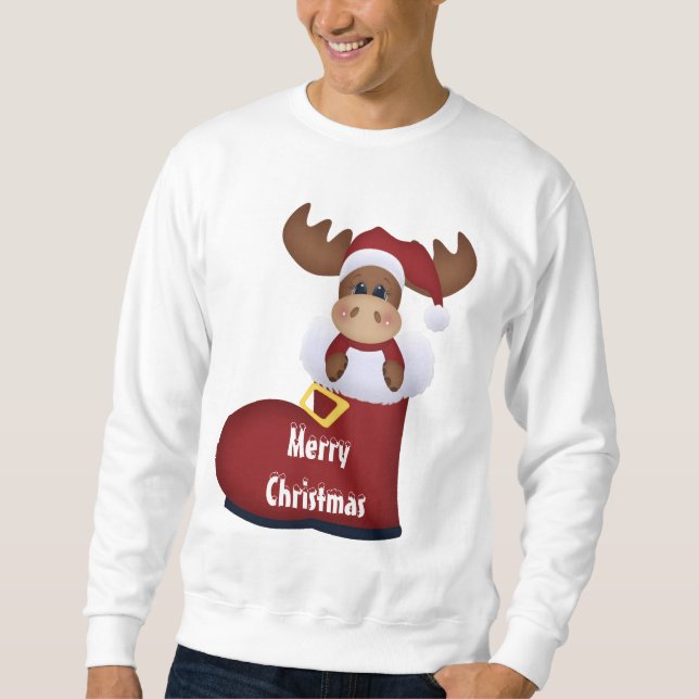 Navidades Moose personalizado sudadera (Anverso)