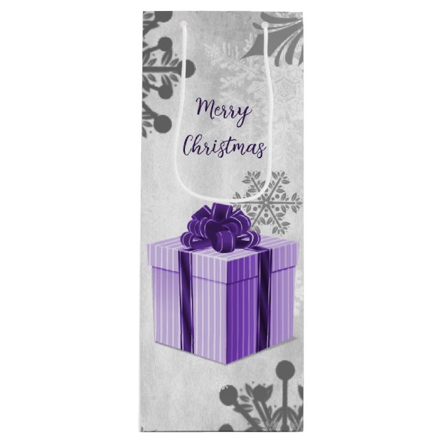 Navidades morados regalan bolsa de regalo de vino  (Anverso)