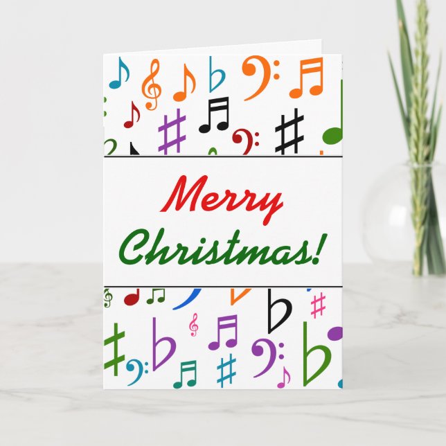 Navidades; muchas notas musicales coloridas y símb (Anverso)