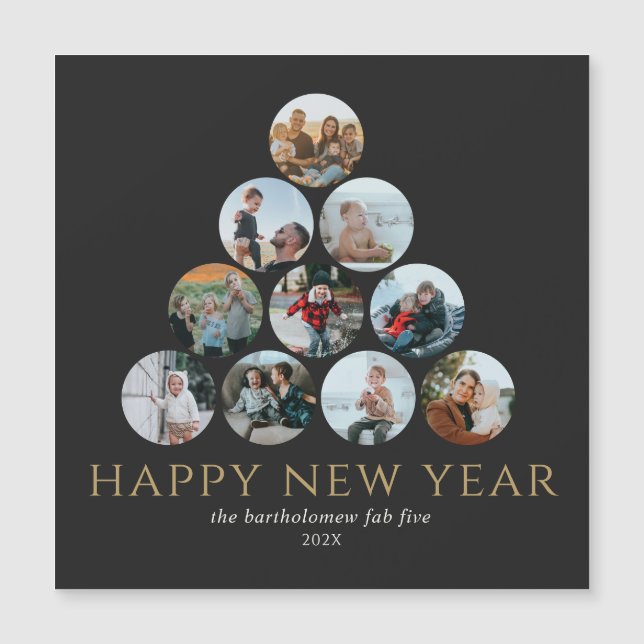 Navidades Múltiple Imán Fotográfico Oro Negro (Anverso)