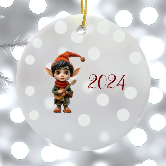 Navidades Musicales Ornamento Cerámico Elf (Subido por el creador)