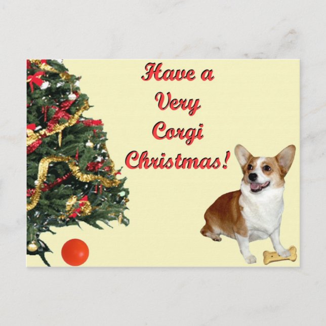 Navidades Muy Corgi Sonriendo Postales Amarillas D (Anverso)