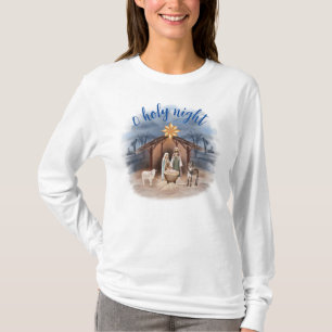 Navidades Natividad Escena De Camiseta De Noche Sa
