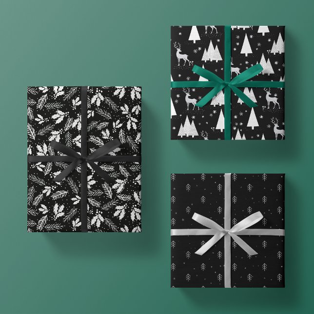 Navidades negros envolviendo papel plano conjunto  (Subido por el creador)