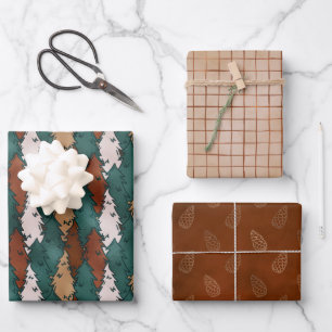 Navidades neutrales de bronce Envolver hojas de pa