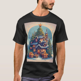 navidades nevados escena de la camiseta oscura bás