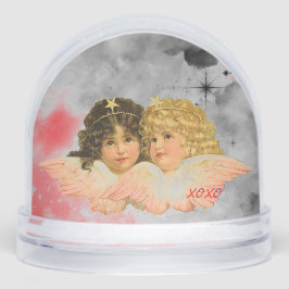 NAVIDADES NIEVEN GLOBE VINTAGE ANGEL Y ROSA ROJA