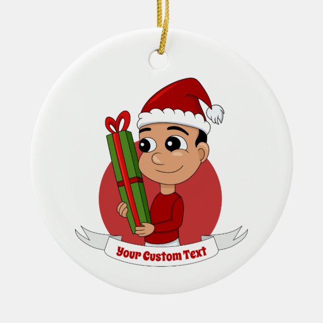 Navidades niño personalizado adorno cerámico (Frente)