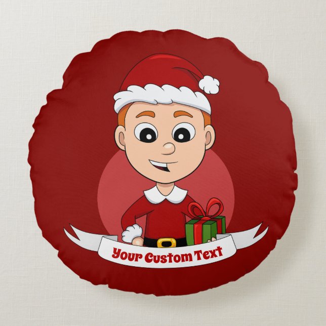 Navidades niño personalizado almohada redonda (Anverso)