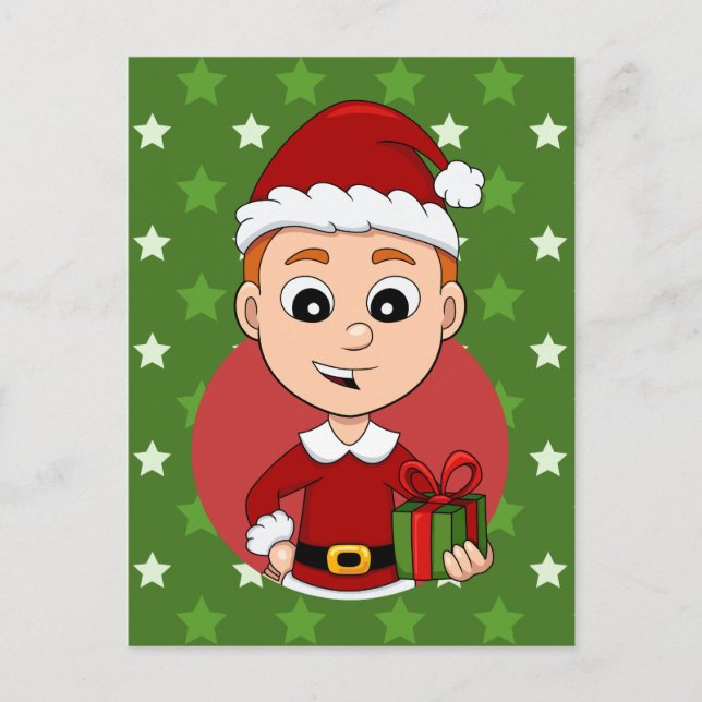 Navidades niño personalizado tarjeta postal de vac (Anverso)