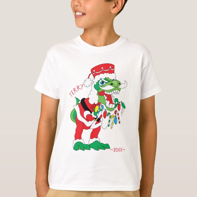 Navidades Niños Camiseta TySANTAsaurus Rex 2 (Anverso)