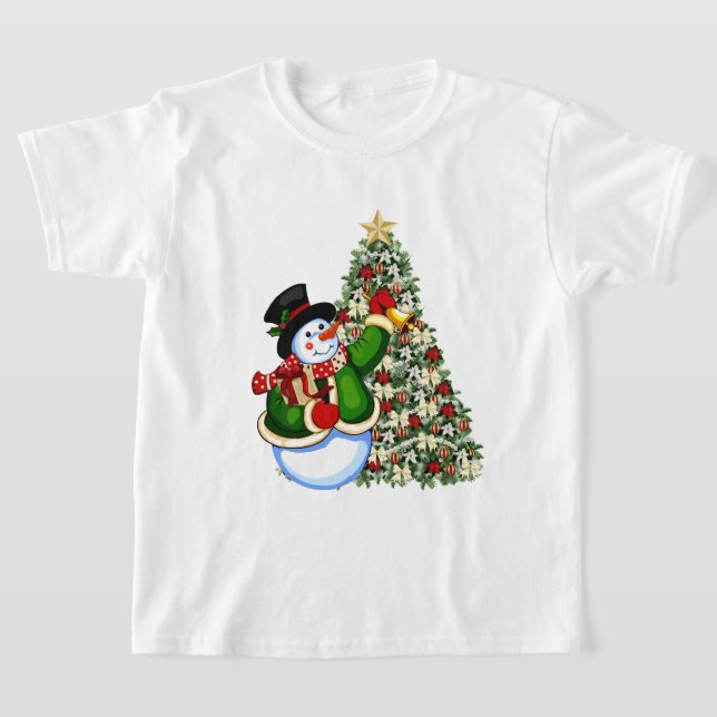 Navidades niños muñecos de nieve Camiseta de vacac (Distribución)