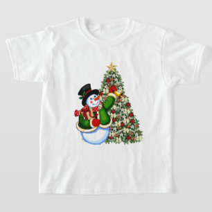 Navidades niños snowman camiseta de vacaciones