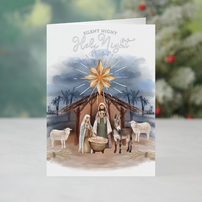 Navidades nocturnos silenciosos Natividad acuarela (Vacaciones in situ)