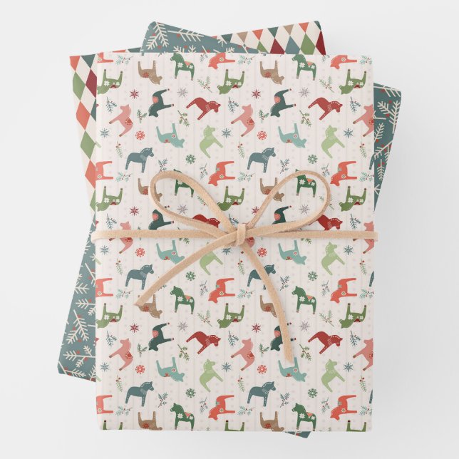 Navidades nórdicos Dala Hojas de papel para envolv (In situ)