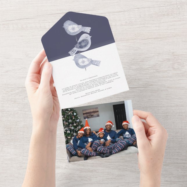 Navidades nórdicos tarjeta de vacaciones de aves a (desgarro)