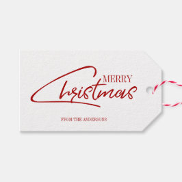 Navidades nostálgicos Script Holiday Gift Etiqueta