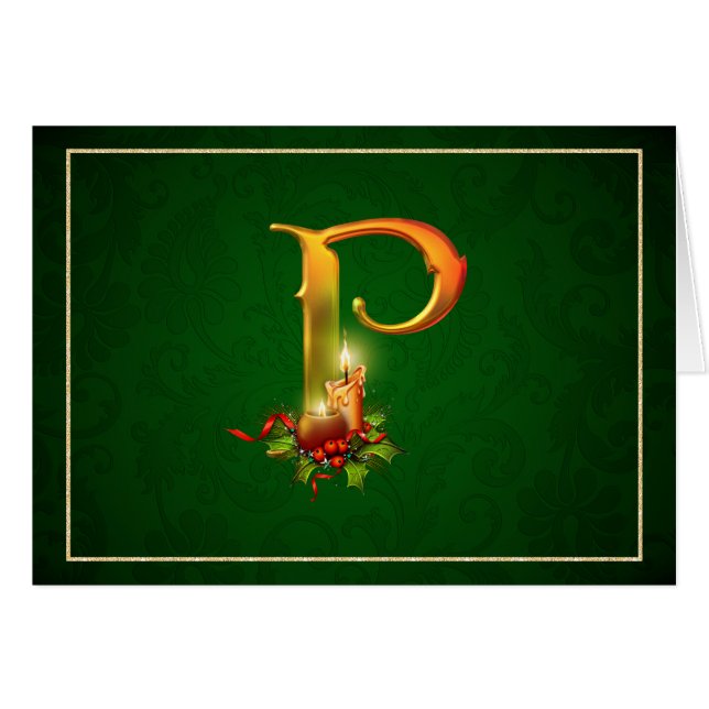 Navidades Notecard encendiendo velas iniciales P (Anverso (Horizontal))