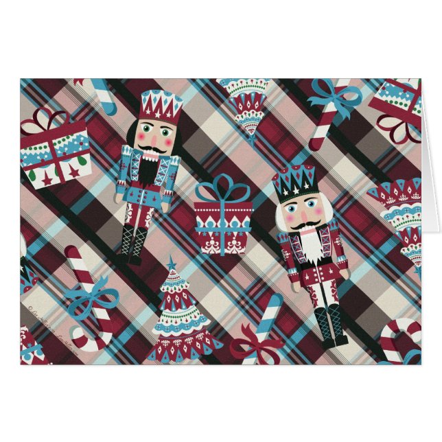 Navidades Nutcracker Plaid Blue Burgundy (Anverso (Horizontal))