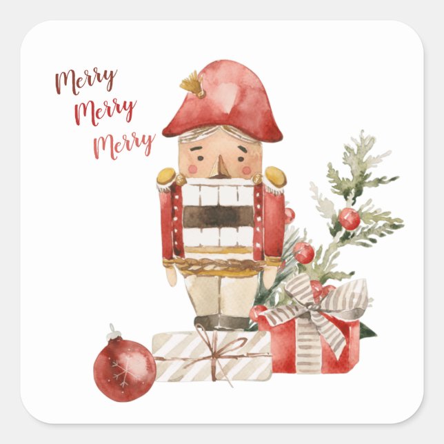 Navidades Nutcracker Watercolor Pegatinas (Anverso)