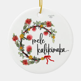 Navidades 'Ohi'a Lehua ornamento de porcelana de g