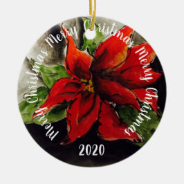 Navidades Ornamento cerámico de Poinsettia