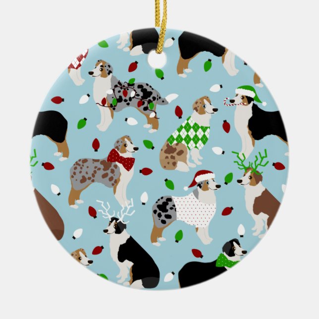 Navidades Ornamento cerámico Pastor Australiano (Frente)