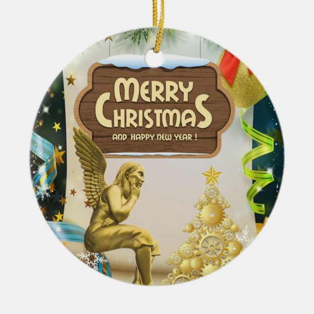 Navidades Ornamento Círculo, Ángel (Frente)