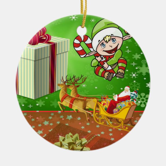 Navidades Ornamento Círculo, Elf (Frente)