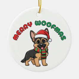 Navidades Ornamento Pastor Alemán: Merry Woofmas