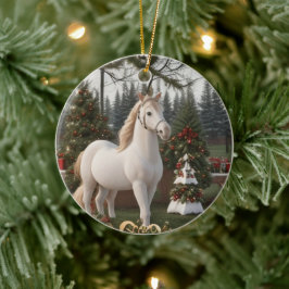 Navidades Ornamentos cerámicos Caballo de castaño