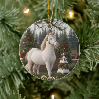Navidades Ornamentos cerámicos Caballo de castaño