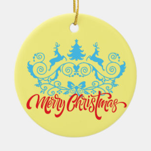 Navidades, ornamentos gemelos reno 19 L Amarillo B