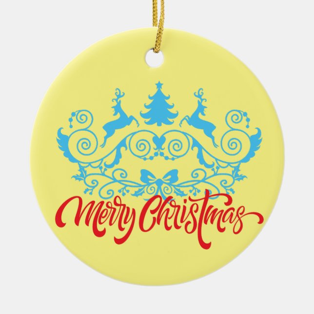 Navidades, ornamentos gemelos reno 19 L Amarillo B (Frente)