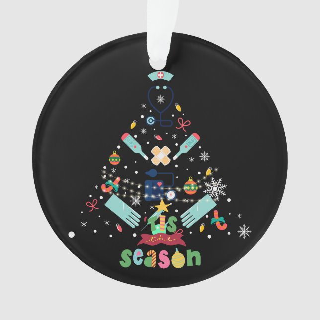 Navidades, ornamentos Tema de salud 25 Black BG (Anverso)