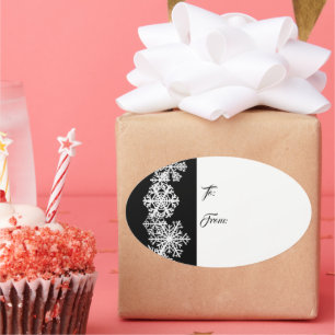 Navidades Oval Regalo Etiqueta Pegatina-Copos de n