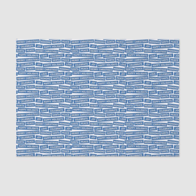 Navidades Palabras Papel Tejido Azul y Blanco (Anverso)