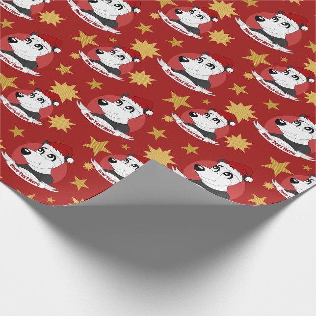 Navidades panda personalizado papel de envoltura (Esquina)