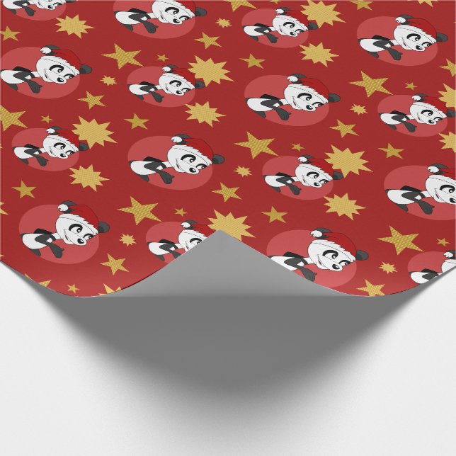 Navidades panda personalizado papel de envoltura (Esquina)