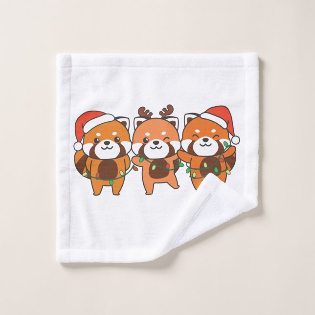 Navidades Panda Rojos Animales Cuelgan Pandas Rojo (Toallita)